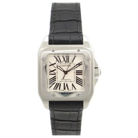 Cartier-Cartier watch 2878 Santos 100 AUTOMATIC STEEL SS GUARANTEE + WATCH BOX-Silvery