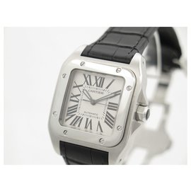 Cartier-Cartier watch 2878 Santos 100 AUTOMATIC STEEL SS GUARANTEE + WATCH BOX-Silvery