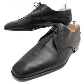Hermès HERMES DERBYSCHUHE 41 SCHWARZE KÄNGURU-LEDERSCHUHE Schwarz