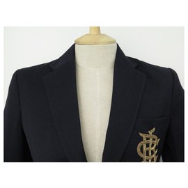 Ralph Lauren-NEW RALPH LAUREN BLAZER ECUSSON JACKET 2 S 34 NAVY BLUE WOOL JACKET-Navy blue