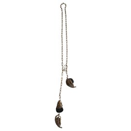 Weekend Max Mara-Long crystal embellished metal necklace-Black,Golden