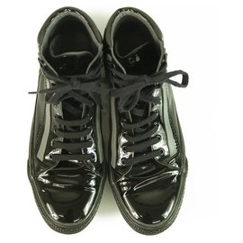 Yves Saint Laurent-Yves Saint Laurent YSL Men's Y Black Patent Leather High Top Trainers 43,5-Black
