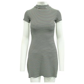 Reformation-Slim Fit Mini Striped Dress-Black