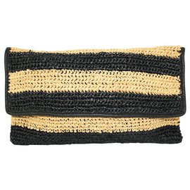 Maje Soft Raffia Clutch Brown