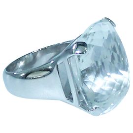 Swarovski Ring mit großem Kristall Silber Metallisch