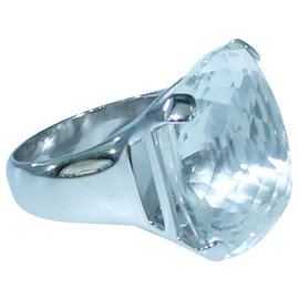 Swarovski-Ring with Big Crystal-Silvery,Metallic