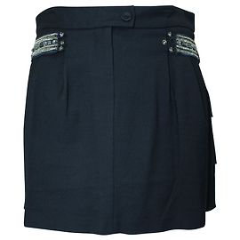 Pinko Black Mini Skirt with Crystal Accent Black