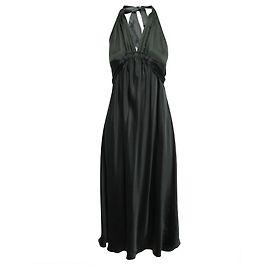 Les Petites Halter Neck Silk Dress with Open Back Black