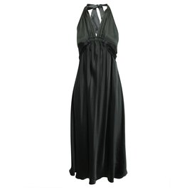 Les Petites-Halter Neck Silk Dress with Open Back-Black