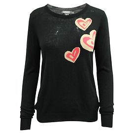 Dkny Black Sweater with Hearts Black