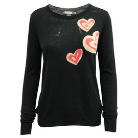 Dkny-Black Sweater with Hearts-Black