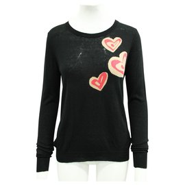 Dkny-Black Sweater with Hearts-Black