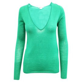 Dkny Grüner Pullover mit V-Ausschnitt Grün