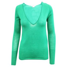 Dkny-Grüner Pullover mit V-Ausschnitt-Grün