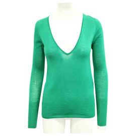 Dkny-Suéter verde com decote em V-Verde