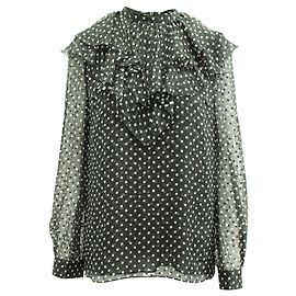 Giambattista Valli Blusa de seda preta com bolinhas Preto