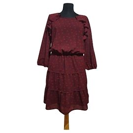 Ba&Sh Kleid Dunkelrot Polyester Elasthan Größe M Mehrfarben Bordeaux