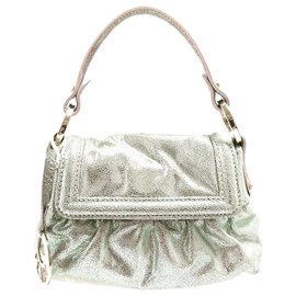 Fendi-Fendi Silver Mini Chef Leather Handbag-Silvery