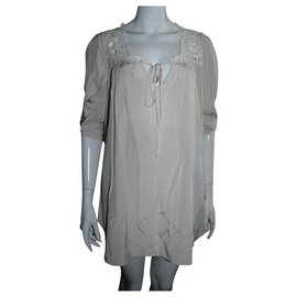 Temperley London Minivestido Temperley de seda e renda Branco Cru