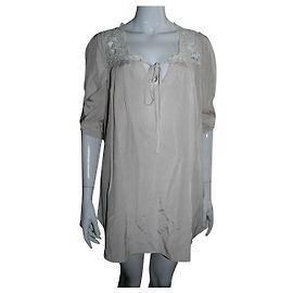 Temperley London Mini-robe en soie et dentelle Temperley Blanc Écru