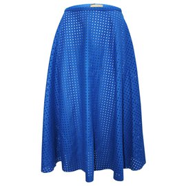 Michael Kors-Laser Cut Blue Skirt-Blue