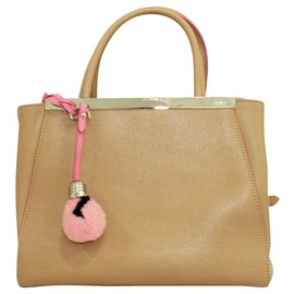 Fendi-Brown Petit 2 Jours Handbag with Pink Charm-Brown