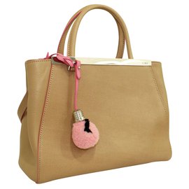 Fendi-Brown Petit 2 Jours Handbag with Pink Charm-Brown