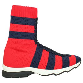 Fendi-High Top Red Sneakers-Red