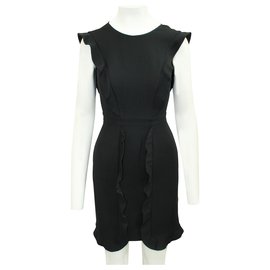 Fendi-Petite robe noire à volants devant-Noir