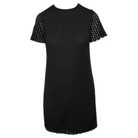 Michael Kors-Laser Cut Black Shift Dress-Black