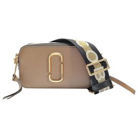 Marc Jacobs-Snapshot Bag in Brown Leather-Beige
