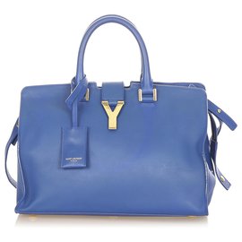 Yves Saint Laurent Sac YSL Small Cabas Chyc en cuir bleu Bleu