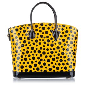 Louis Vuitton-Louis Vuitton Yellow Yayoi Kusama Monogram Lockit Vertical-Black,Yellow