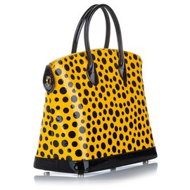 Louis Vuitton-Louis Vuitton Yellow Yayoi Kusama Monogram Lockit Vertical-Black,Yellow