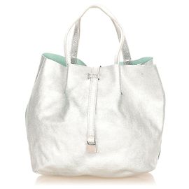 Tiffany & Co Cabas réversible en cuir argenté Tiffany Argenté