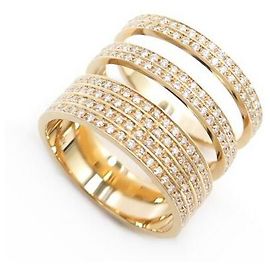 MÓDULO RING REPOSSI BERBERE 3 ROWS DIAMONDS & ROSE GOLD 18k t54 Anel Dourado