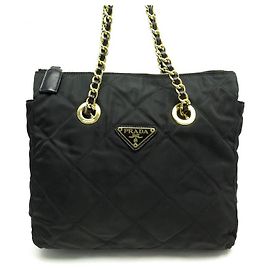 NOVA BOLSA PRADA B1468 SACO DE MÃO NOVA LONA LONA PRETA ACOLCHOADA DE NYLON Preto