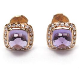 NEUF BOUCLES D'OREILLES FRED PAIN DE SUCRE EN OR ROSE DIAMANTS & AMETHYSTE Doré