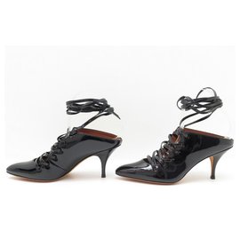 Givenchy-NEW GIVENCHY SHOES 37 37.5 BLACK PATENT LEATHER PUMP SHOES-Black