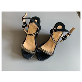 Christian Louboutin-Louboutin wedge sandals-Black