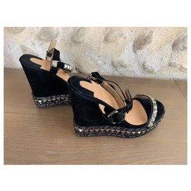 Christian Louboutin-Louboutin wedge sandals-Black