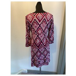 Diane Von Furstenberg-DvF Laetitia silk dress with diamond pattern-Multiple colors,Fuschia