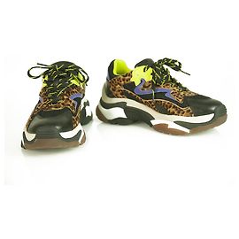 Ash Baskets en cuir et poils de veau multicolores Baskets compensées Chaussures 39 Multicolore