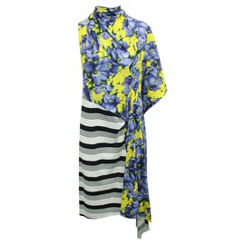 Balenciaga-Floral and Striped Midi Dress from 2017 Collection-Multiple colors