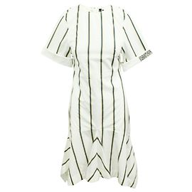 Calvin Klein Vestido largo de algodón a rayas Blanco