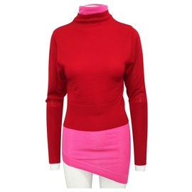 JW Anderson-Bicolor Layered Sweater-Red