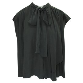 Balenciaga-Blusa Preta com Gravata-Preto
