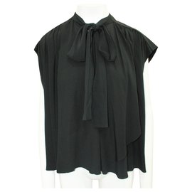 Balenciaga-Blusa Preta com Gravata-Preto