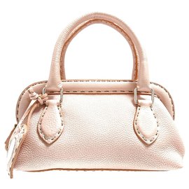 Fendi-Fendi Rose Selleria Sac à main en cuir-Rose,Autre