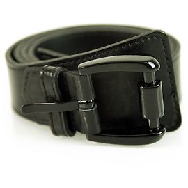 Talla de cinturón con hebilla rectangular de cuero negro brillante para mujer de Burberry 2 Negro